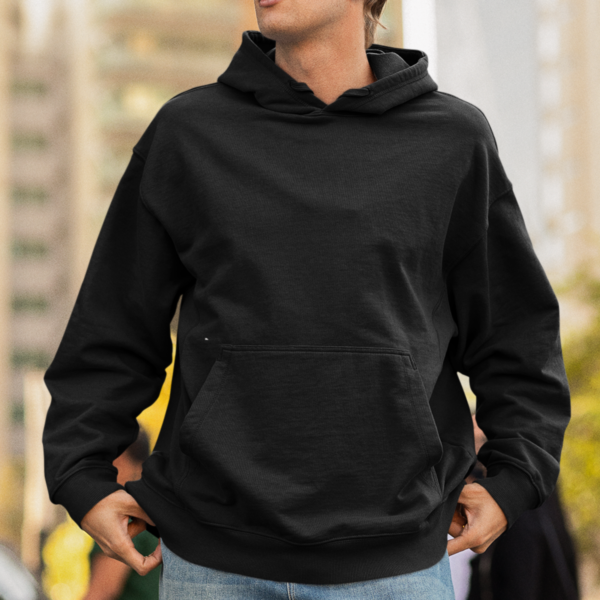 CANGURO OVERSIZE LISO COLOR NEGRO - Imagen 2